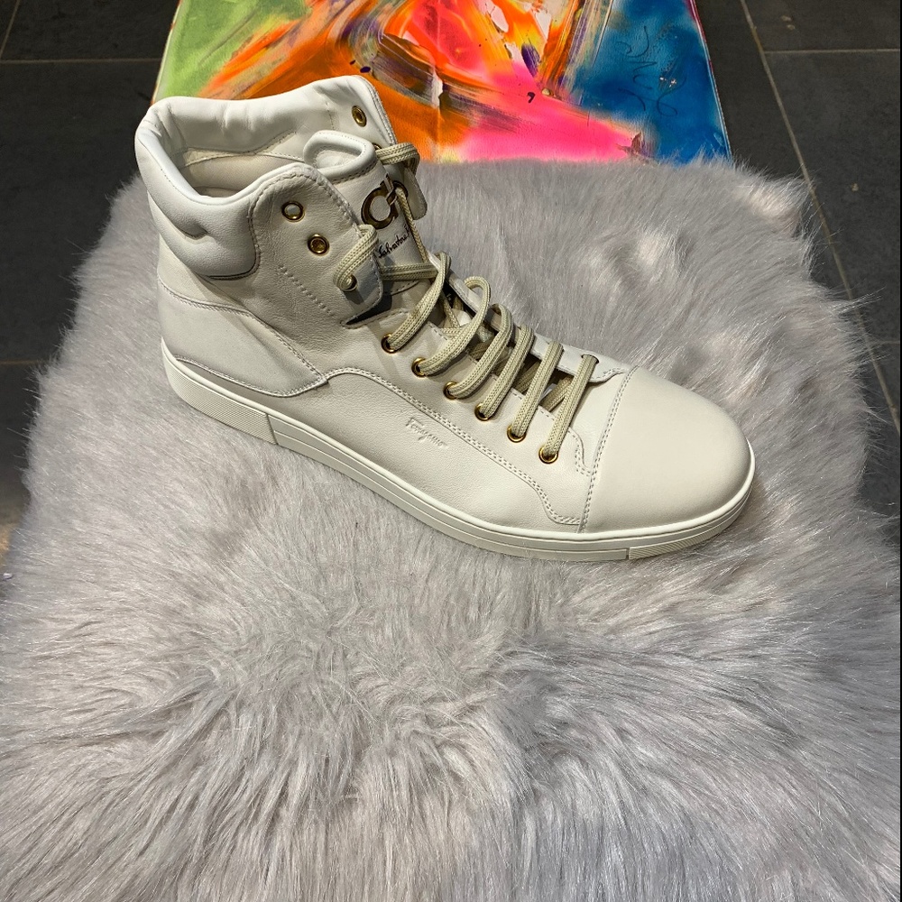 Salvatore Ferragamo White Leather Sneakers